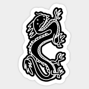 Black and White Line Art Dragon Sticker